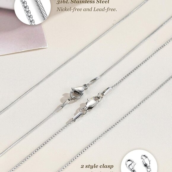 2Pcs Stainless Steel Chain Necklace for Women - 1mm Thin & Strong Silver Chain N - Picture 3 of 9
